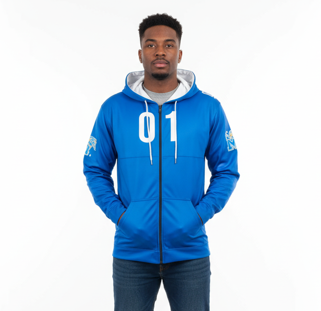 Memphis Tigers Blue/Blue Zip-Up Hoodie