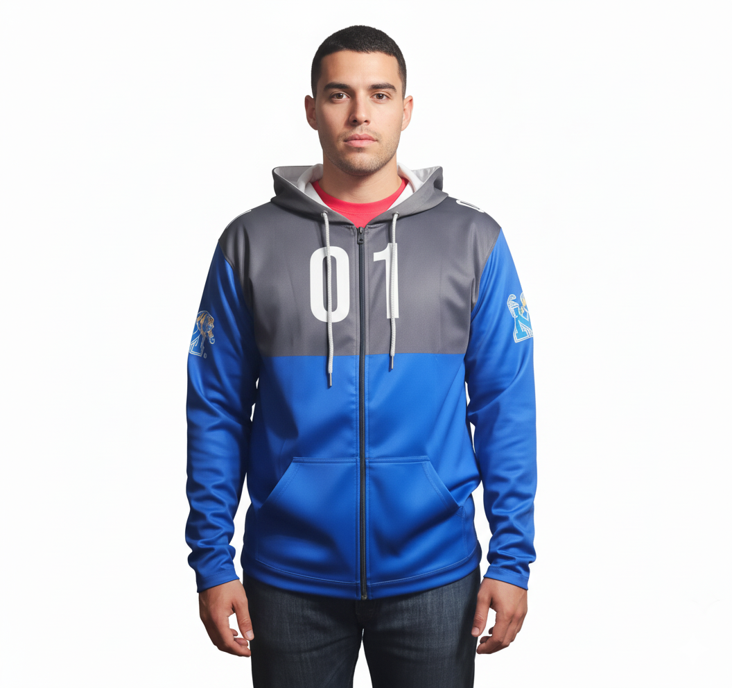 Memphis Tigers Blue/Gray Zip-Up Hoodie