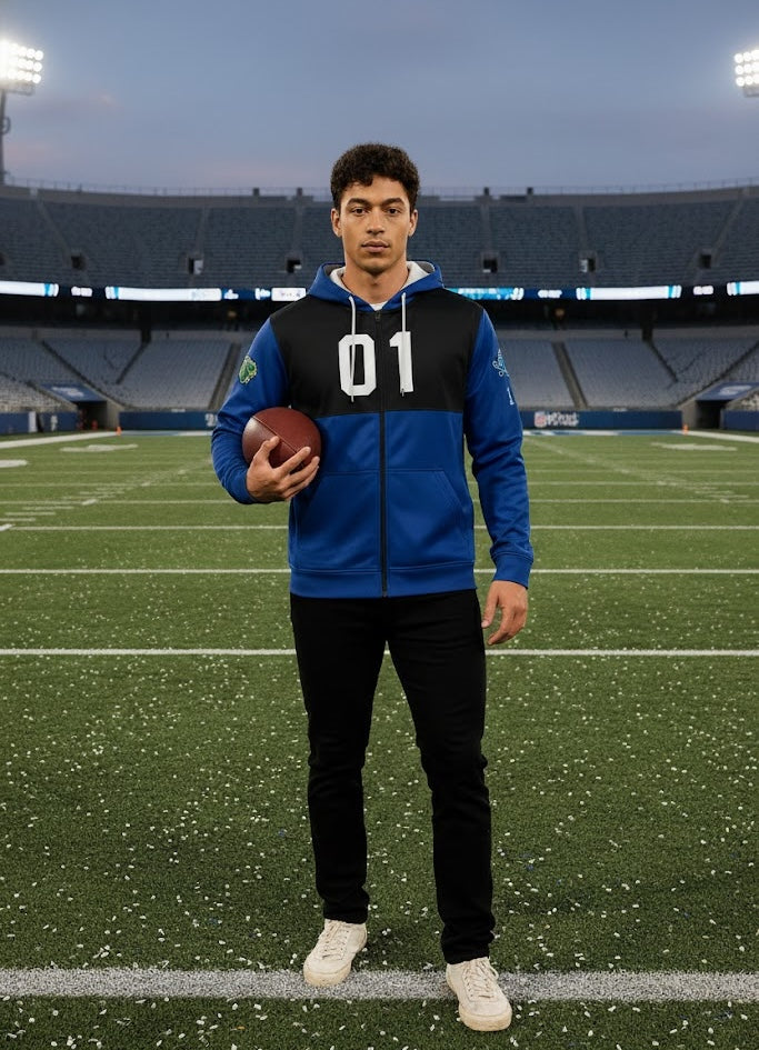 Memphis Tigers White/Blue Zip-Up Hoodie