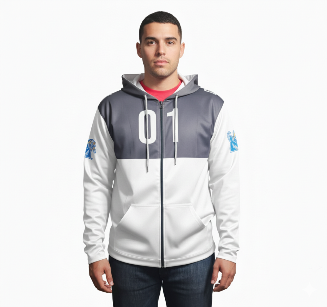 Memphis Tigers White/Gray Zip-Up Hoodie