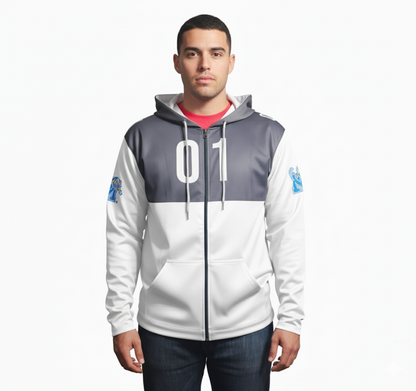 Memphis Tigers White/Gray Zip-Up Hoodie