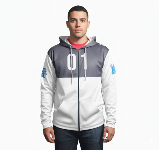 Memphis Tigers White/Gray Zip-Up Hoodie