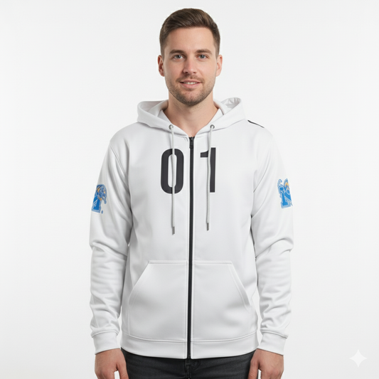Memphis Tigers White/White Zip-Up Hoodie